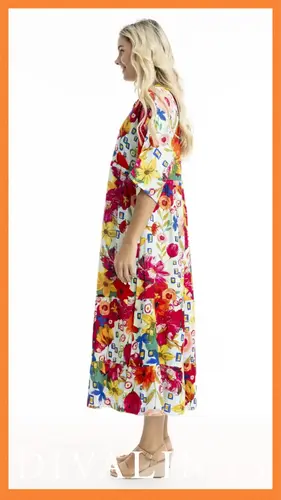 1. Orientique La Pelosa V Neckline Trim Maxi Dress thumbnail